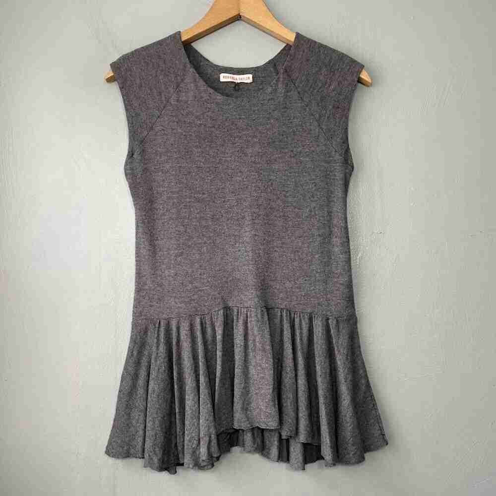 Gray Sleeveless Ruffle Hem Top